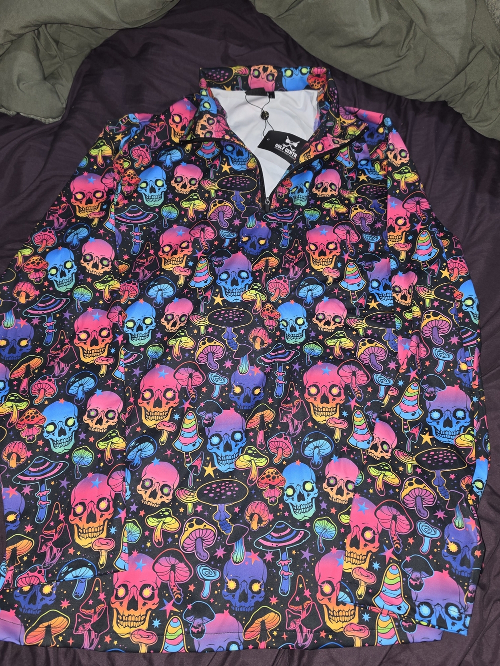 Golf Gentry neon skull Golf Active 3/4 Zipper Top Long Sleeves